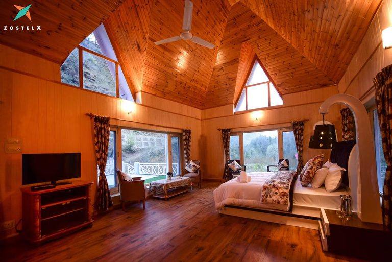 Handcrafted room interior at Anandgram Village
